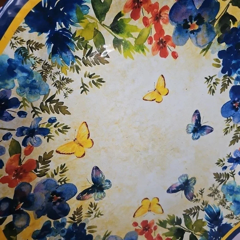 Vtg Pier 1 Imports Butterfly Floral Melamine Serving Platter 19